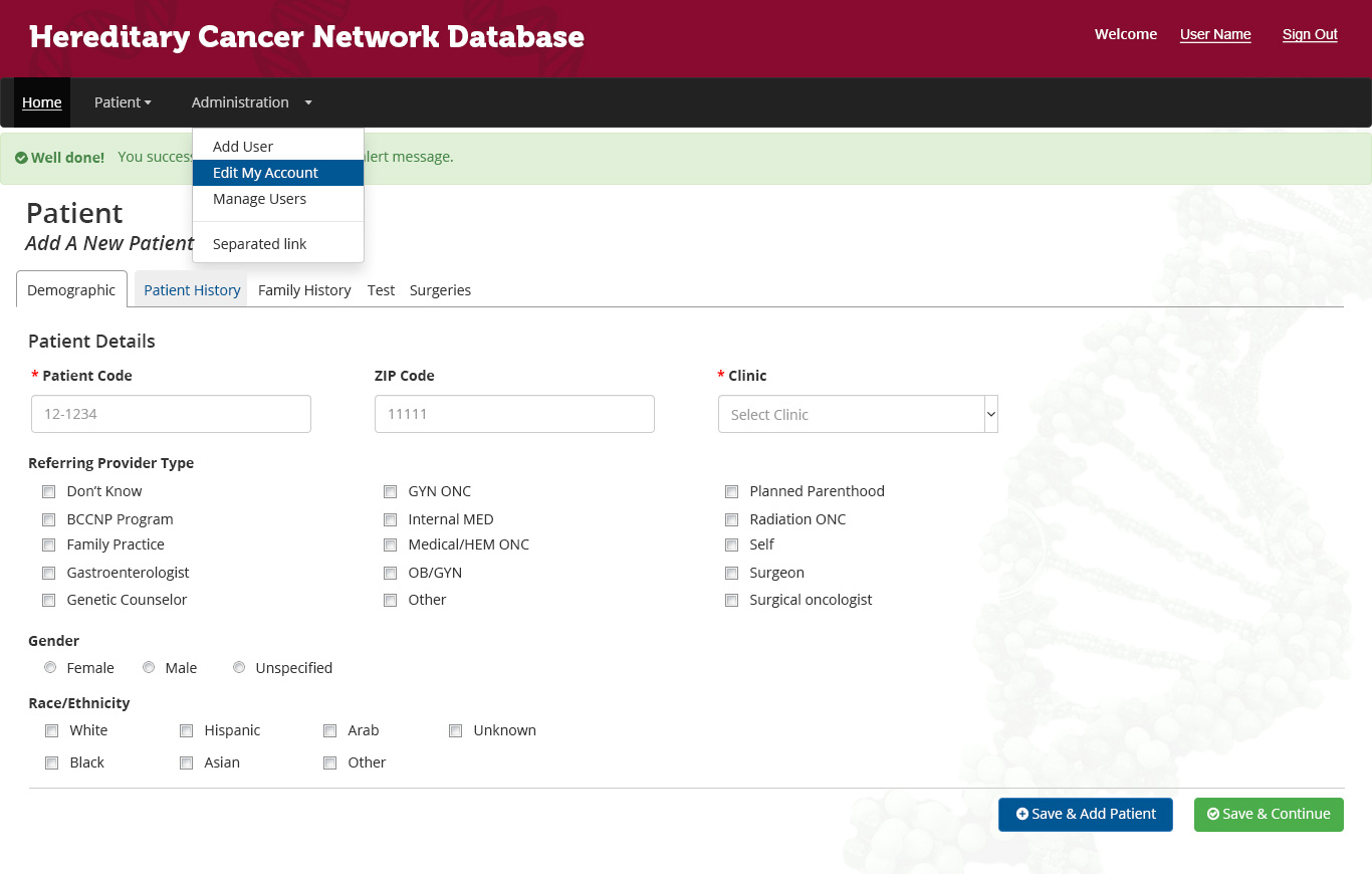 Hereditary Cancer Network Database